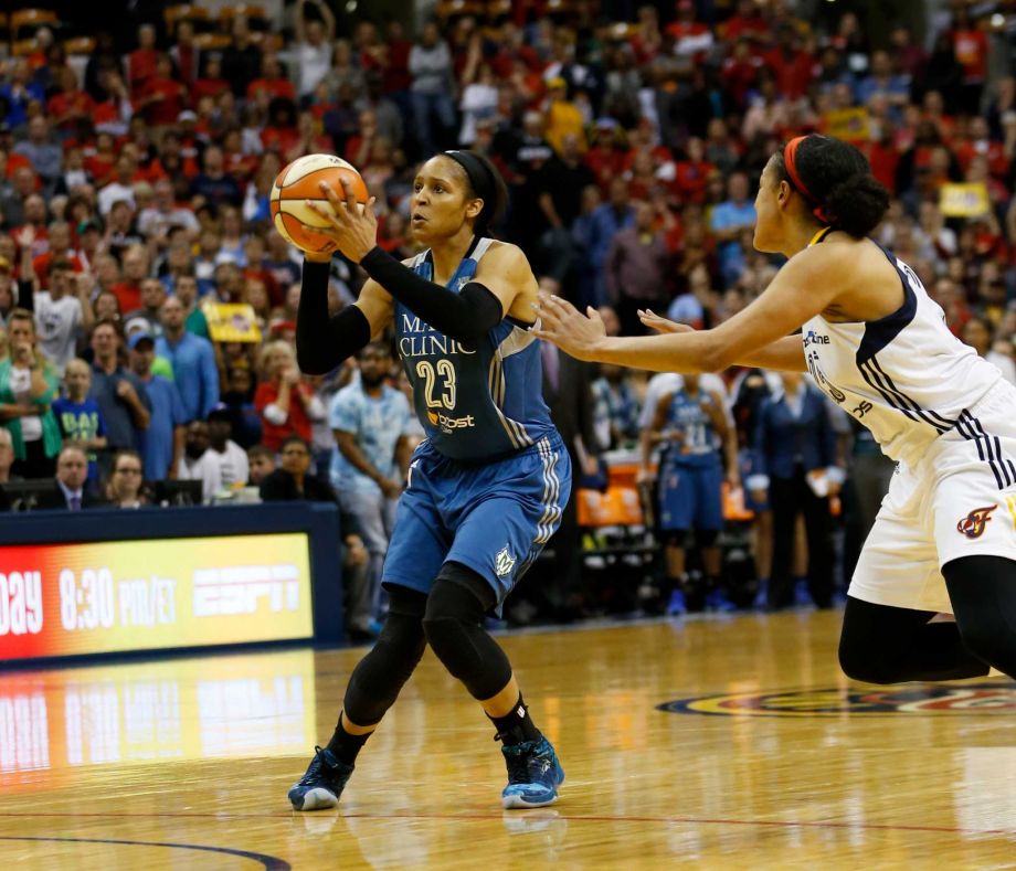 Minnesota Lynx forward Maya Moore shoots a game winning three-pointer in the second half of Game 3 of the WNBA Finals basketball series against the Indiana Fever Friday Oct. 9 2015 in Indianapolis. Lynx won 80-77