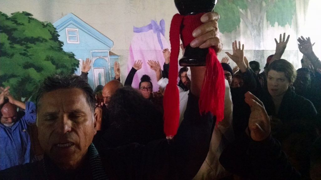 Mourners at a vigil for Antonio Ramos