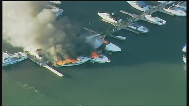 Firefighters battle boat fire at Quincy marina