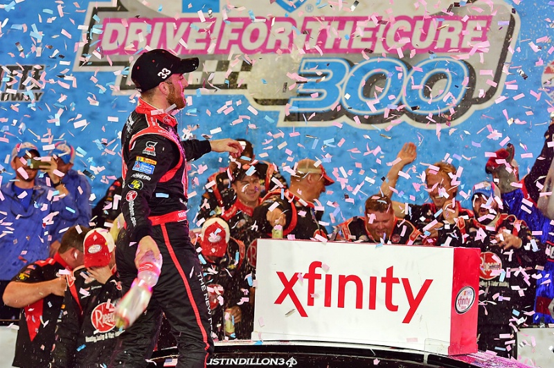 Dillon dodges fireworks for Xfinity win at Charlotte