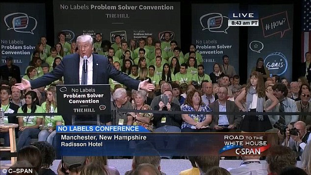 NO SUGAR-COATING Donald Trump wouldn't repackage his positions on Monday for a young feminist who tried to corner him at a'No Labels event