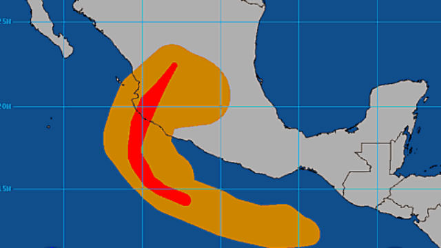 NOAA map shows Hurricane Patricia's path across southern Mexico