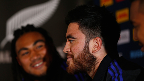 Nehe Milner Skudder of the All Blacks speaks alongside Maa Nonu