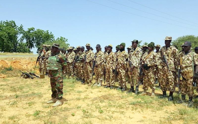 A lineup of the reinforcement troops at Geidam