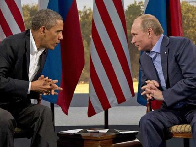 Obama and Putin talk in the Oval Office