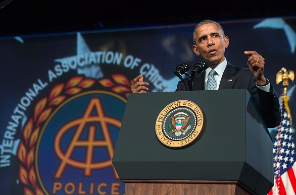 President Barack Obama speaks at the International Association of Chiefs of Police Annual Conference and Exposition in Chicago