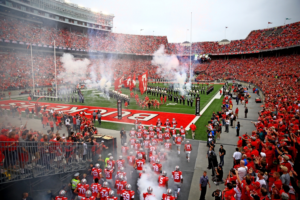 COLUMBUS OH- SEPTEMBER 19 Ohio State Buckeyes take the field prior to the game against the Northern Illinois Huskies at Ohio Stadium