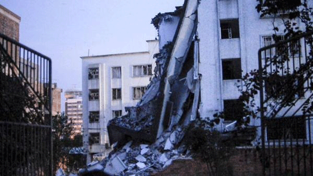 One blast partially demolished this building