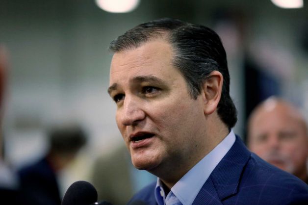 Republican presidential candidate Sen. Ted Cruz R-Texas addresses supporters at Kalamazoo Wings stadium in Kalamazoo Mich. Cruz's presidential campaign is reporting a $12.2 million fundraising boost over the past three mont