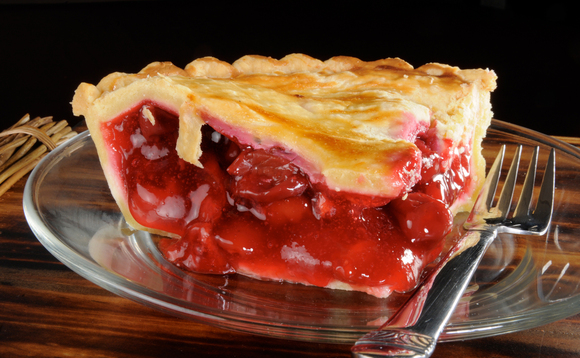 Slice of cherry pie on a plate