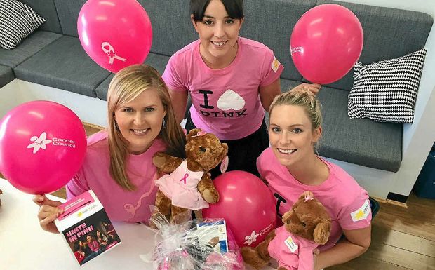 PINK LADIES Abby Wallace Dani Yannoulis and Rowena Terone from Cancer Council Northern NSW kick off Pink Ribbon month