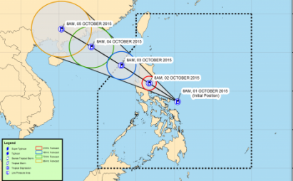 Pagasa image showing the track of tropical depression'Kabayan