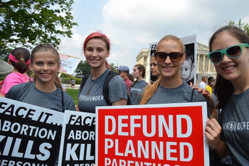 Participants in the student-organized Women Betrayed rally against Planned Parenthood at the US Capitol