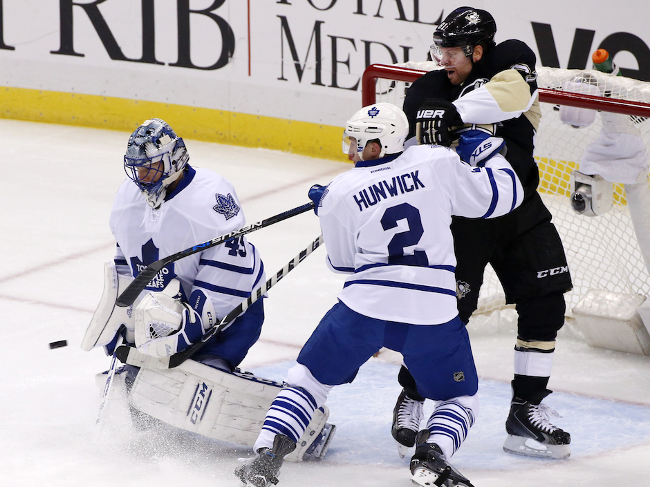 Leafs&#039 Jonathan Bernier made 31 saves but allowed two early goals that eventually sunk Toronto