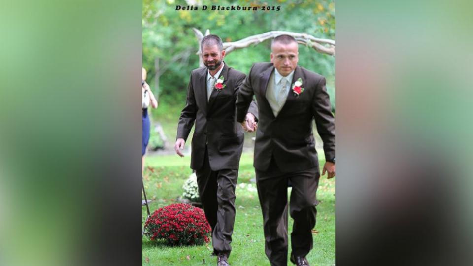 PICS: Father of the bride invites daughter's stepdad to walk down the aisle