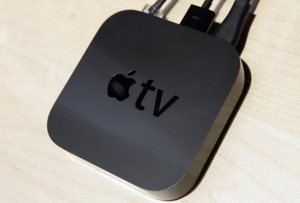 The new smaller version of Apple TV is displayed at an Apple Special Event at the Yerba Buena Center for the Arts