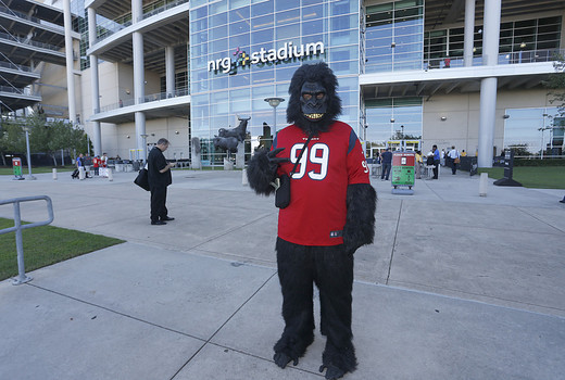 Craziest looking Houston Texans NFL fans in 2015  JJ Watt out of uniform getting ready for a game