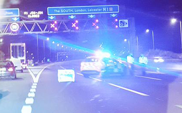 Police closed the M1 between J26 and J24 due to an accident