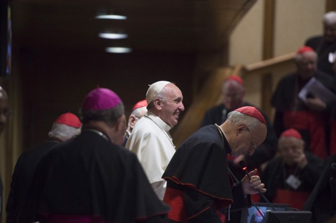 Pope Francis in the Synod Hall in the Vaitcan on Oct. 21 2015. Credit L'Osservatore Romano