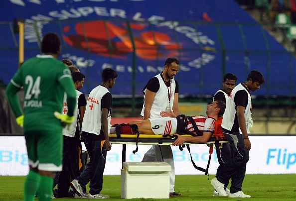 Postiga was stretchered off during ISL’s opening fixture