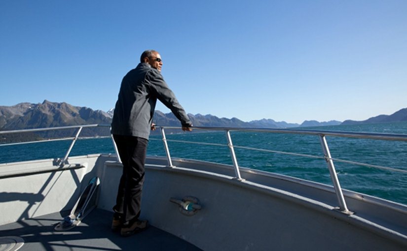 President Barack Obama tours Kenai Fjords National Park by boat in Alaska Sept. 1 2015