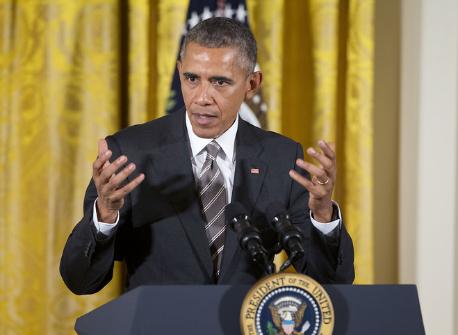 President Barack Obama speaks in the East Room of the White House in Washington Wednesday Oct. 7 2015. Obama apologized to Doctors Without Borders president for attack on Afghan medical clinic. White House press secr