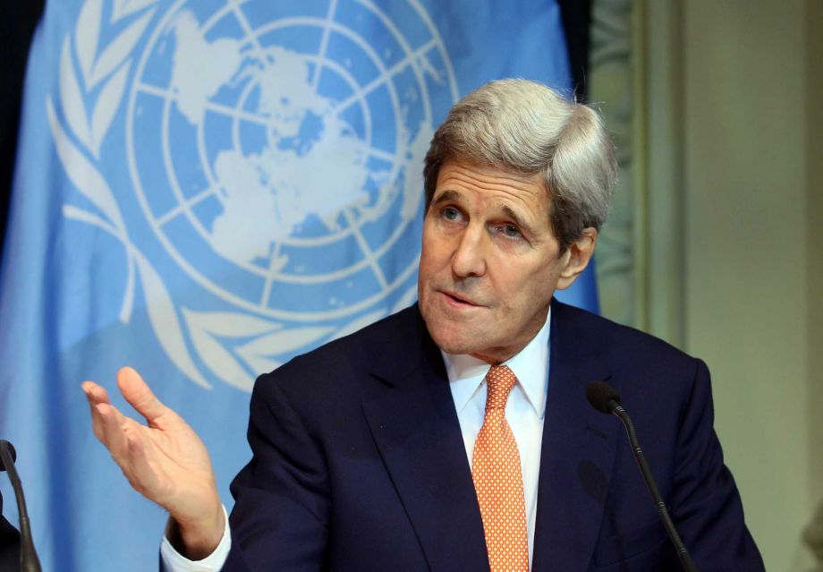 U.S. Secretary of State John Kerry gestures during a press conference after a meeting in Vienna Austria Friday Oct 30 2015. The U.S. Russia and more than a dozen other nations have directed the U.N. to begin a new diplomatic process with Syria's