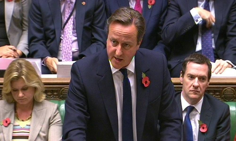 Prime Minister David Cameron speaks during Prime Minister's Questions in the House of Commons London. PRESS ASSOCIATION