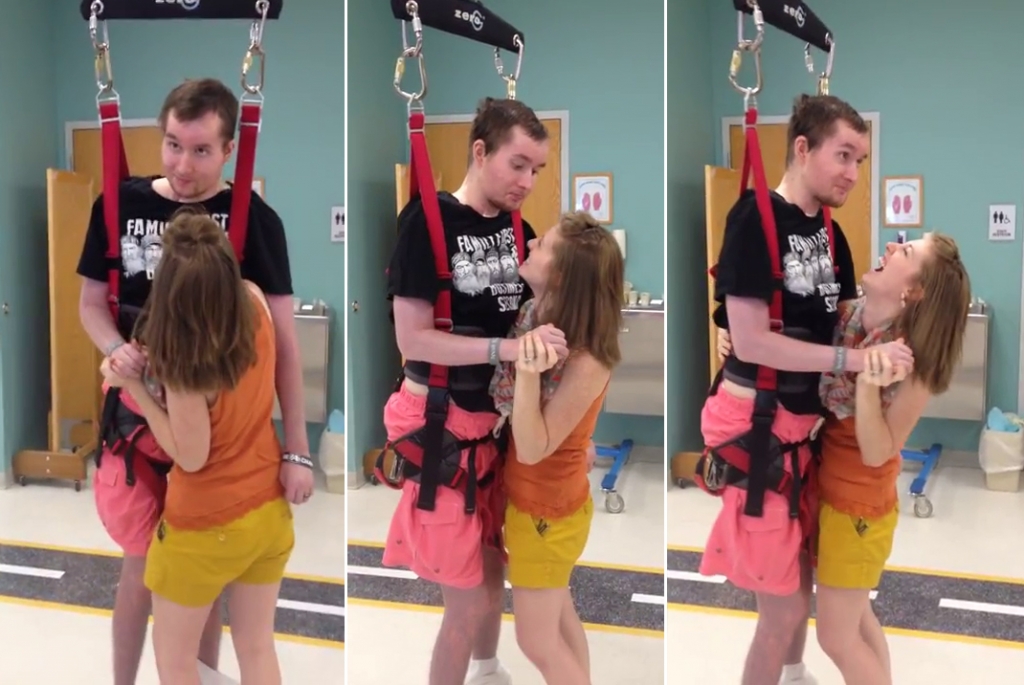 Emotional moment man dances with wife for first time in six years