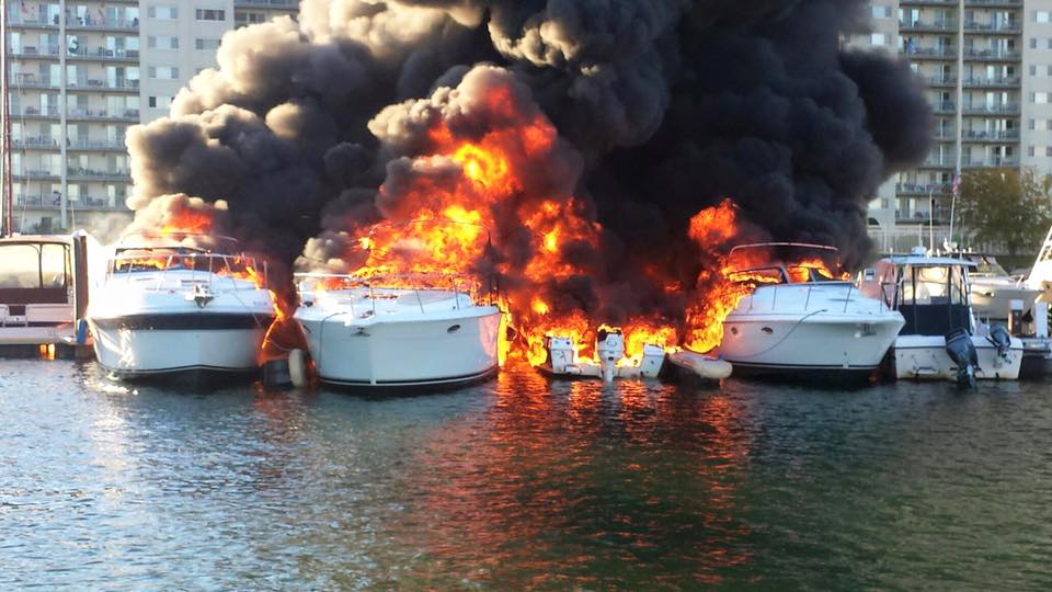 Firefighters battle boat fire at Quincy marina