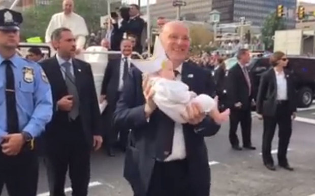 Quinn Madden catches the eye of Pope Francis during his visit to Philadelphia