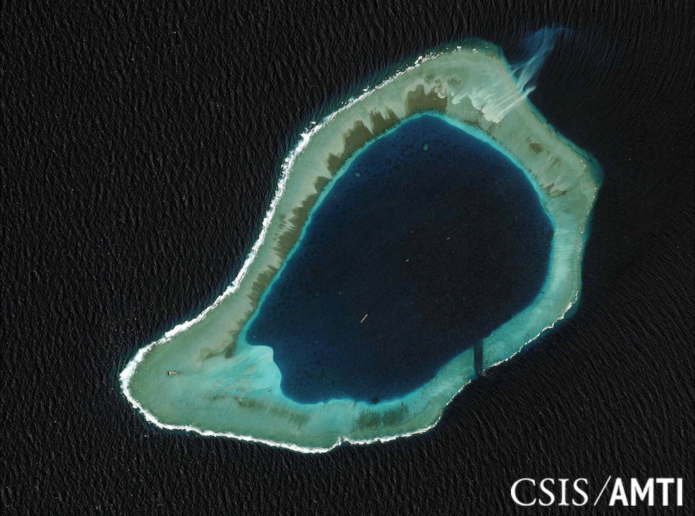 Subi reef located in the disputed Spratly Islands in the South China Sea is shown in this handout CSIS Asia Maritime Transparency Initiative satellite image