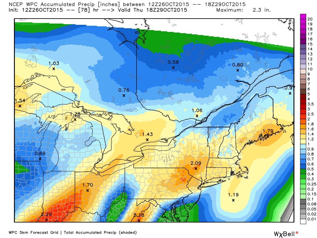 Rainfall Accumulation by 2pm Thursday