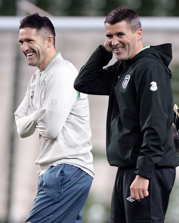 Republic of Ireland Squad Training Aviva Stadium Dublin 14/11/2013 Assistant manager Roy Keane and Robbie Keane