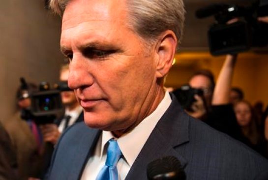 House Majority Leader Kevin Mc Carthy of Calif. walks out of nomination vote meeting on Capitol Hill in Washington Thursday Oct. 8 2015 after dropping out of the race to replace House Speaker John Boehner who is stepping down and retiring from Congres