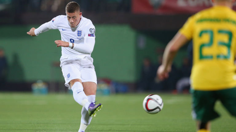 Ross Barkley scores England's first goal against Lithuania