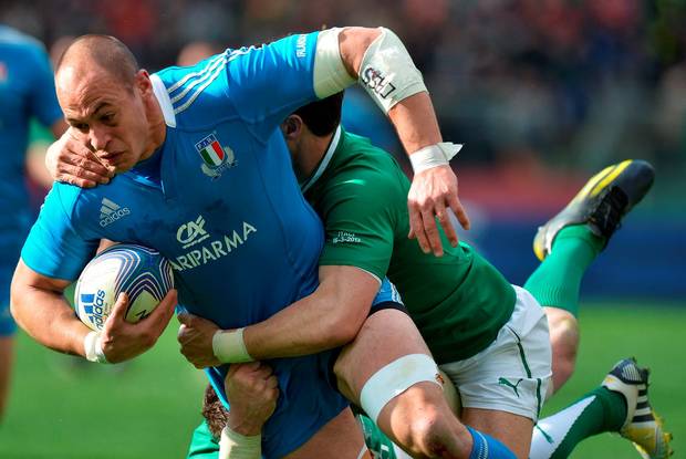 Sergio Parisse in action during Italy’s victory over Ireland in 2013 has been the Azzurri’s standard-setter for years