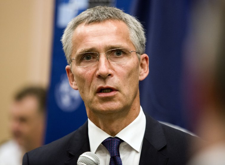 NATO Secretary General Jens Stoltenberg meets with members of the media prior to the NATO Supreme Allied Commander Transformation Change of Command ceremony Wednesday Sept. 30 2015 at the Half Moone Cruise and Celebration Center in Norfolk Va. (The&#039