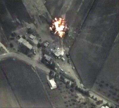 Russian airstrikes against Islamic State ground positions in a mountainous area in Syria