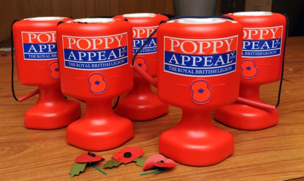 Shoreham Royal British Poppy Appeal President Collecting tins SUS-141011-121152001