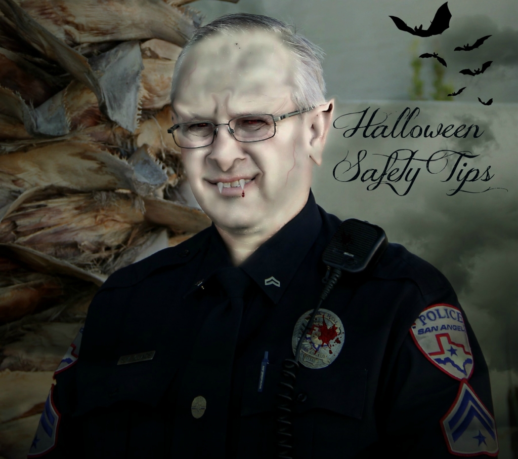 San Angelo Police Officer Quade provides important Halloween safety tips to area families