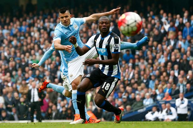 Sergio Aguero of Manchester City scores his fourth