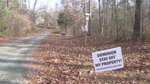 Signs protesting the proposed pipeline