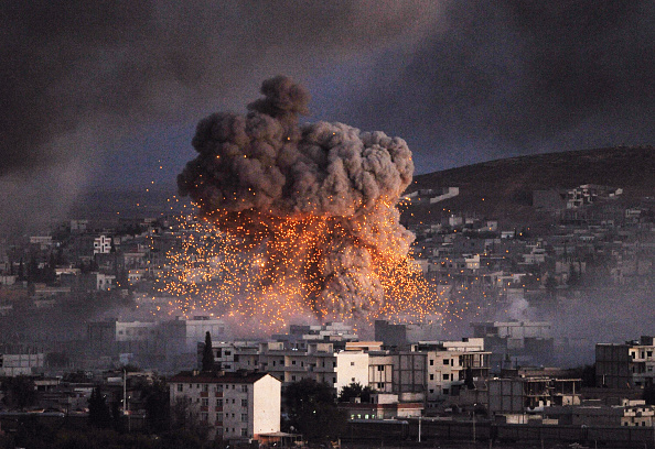 Smoke rises in Kobani Syria following reported attacks by ISIS