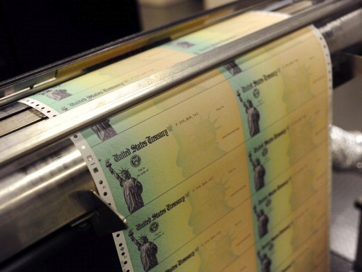 Social Security checks at a U.S. Treasury printing facility