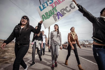 South Valley Academy students protest new academic assessments after leaving class Monday