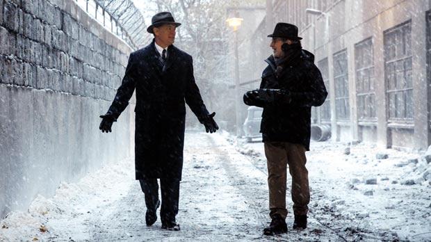 Tom Hanks with Steven Spielberg on the set of Bridge of Spies