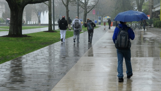 Students walk at the University of British Columbia in Vancouver