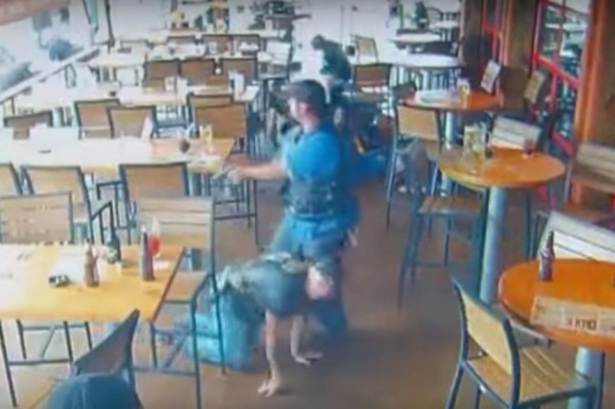 Surveillance footage of the shootout at the Twin Peaks bar in Waco Texas. The biker shootout left nine bikers dead and 20 injured on May 17