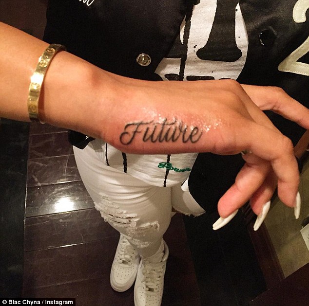 Tat-true love Blac Chyna showed off the inking of her rumoured beau Future's name she had on her hand on Instagram on Sunday